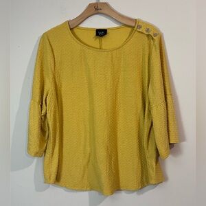 W5 Mustard Button-Shoulder Blouse